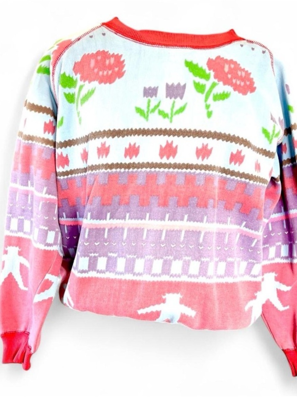 Whimsical pixel floral Sweatshirt. Avant garde